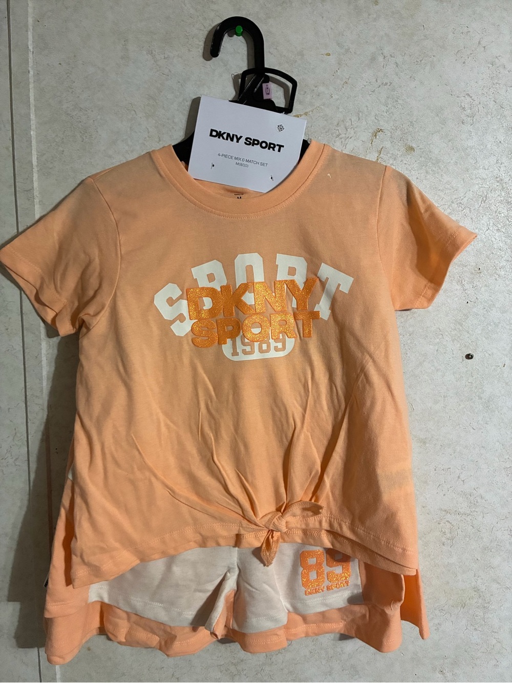 Girls' Peach Tie-Front Tee and Shorts Set